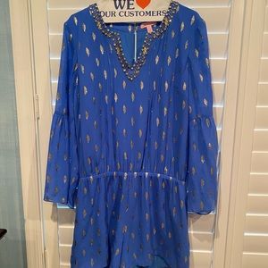 Lilly Pulitzer Gold and Blue Silk Romper
